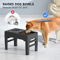 HKM-1444285 Adjustable Elevated Dog Bowl with Slow Feeder and Non-Spill Water Bowl for Small, Medium, and Large Dogs