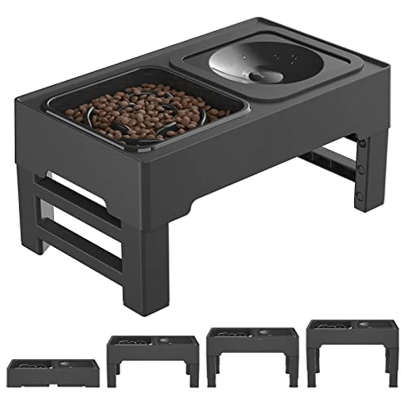 HKM-1444285 Adjustable Elevated Dog Bowl with Slow Feeder and Non-Spill Water Bowl for Small, Medium, and Large Dogs