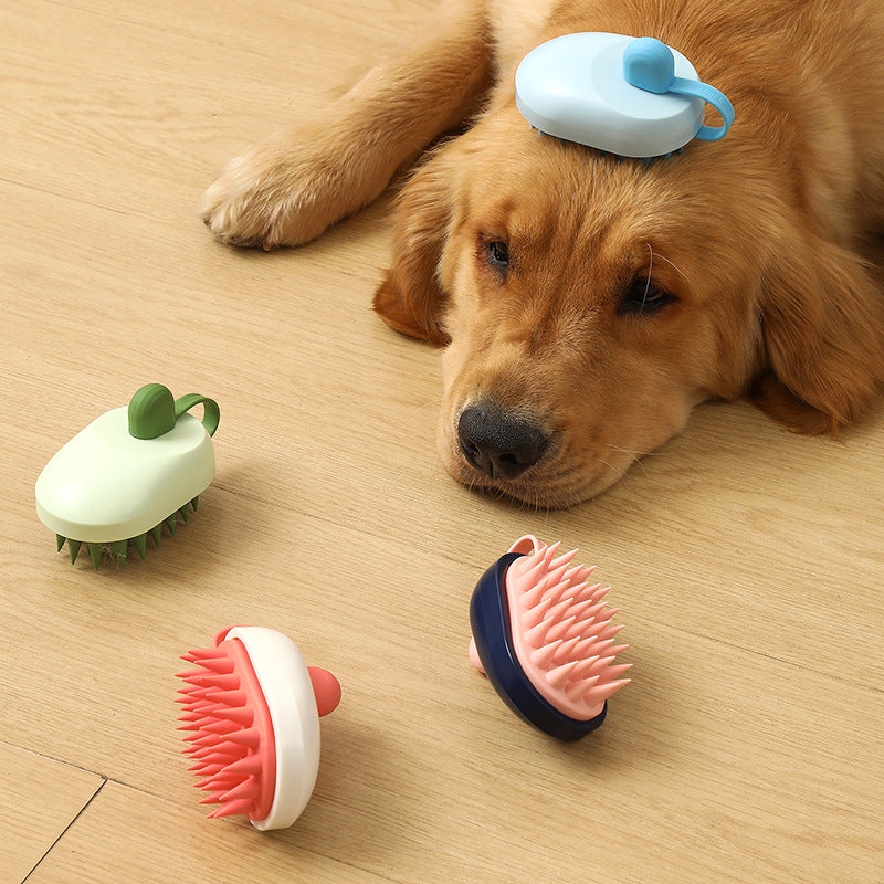 HKM-1444669 Soft Silicone Pet Hair Remover Comb for Dogs and Cats - Handheld Bath and Massage Brush