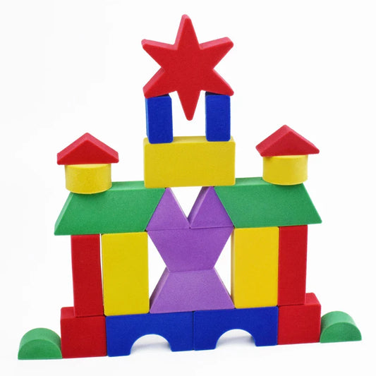 HKM-144659 Colorful Natural Latex Building Block Set - 25 Pcs Castle DIY Educational Toy for Kids