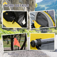 HKM-1448253 Dog Bike Trailer for Medium Pets - Yellow Outdoor Stroller with Zippered Doors and Safety Features