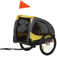 HKM-1448253 Dog Bike Trailer for Medium Pets - Yellow Outdoor Stroller with Zippered Doors and Safety Features