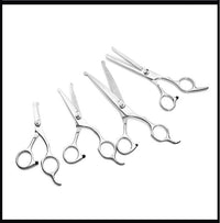 HKM-1448381 Stainless Steel Pet Scissors Set with Round Head Design, Comb, Cleaning Cloth, and Storage Bag