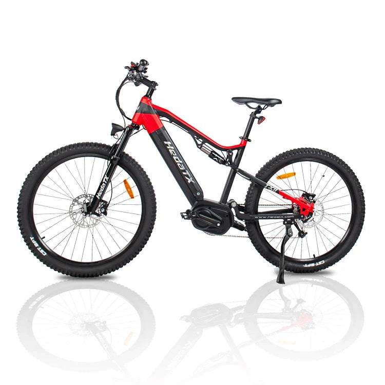 HKM-144851 Full Suspension 500W Electric Mountain Bike with 9-Speed Gears and Hydraulic Disc Brakes