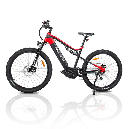 HKM-144851 Full Suspension 500W Electric Mountain Bike with 9-Speed Gears and Hydraulic Disc Brakes
