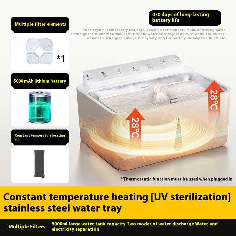 HKM-1448637 Automatic Cat Water Fountain with Constant Temperature Heating and Filtration System