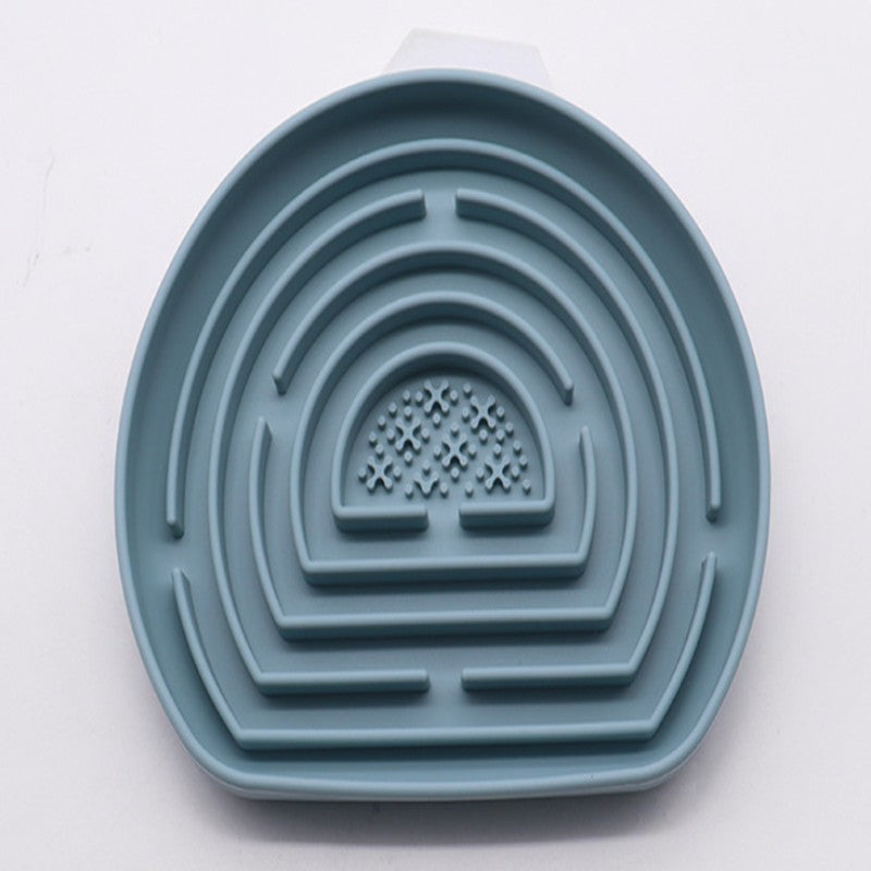 HKM-1448765 Anti-Choke Silicone Pet Food Bowl with Suction Cup for Dogs and Cats - Slow Feeding Design in Green, Blue, Brick Red