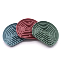 HKM-1448765 Anti-Choke Silicone Pet Food Bowl with Suction Cup for Dogs and Cats - Slow Feeding Design in Green, Blue, Brick Red