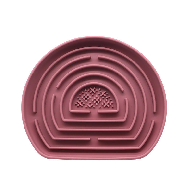 HKM-1448765 Anti-Choke Silicone Pet Food Bowl with Suction Cup for Dogs and Cats - Slow Feeding Design in Green, Blue, Brick Red