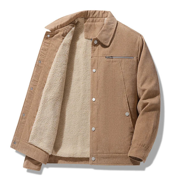 HKM-144915 Men's Winter Heated Jacket New Cotton Long Coat with Thick Lamb Wool Embroidery Decor Reversible Men's Jackets