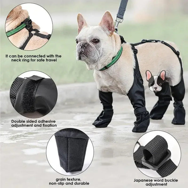 HKM-1449405 Waterproof Adjustable Dog Boots with Non-Slip Sole for Outdoor Protection and Comfort