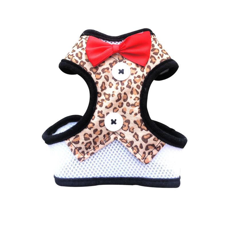 HKM-1451837 Elegant Bow Vest-Style Dress for Small Dogs with Adjustable Chest Strap and Leash