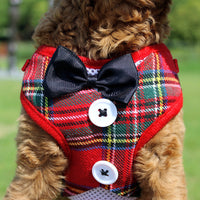 HKM-1451837 Elegant Bow Vest-Style Dress for Small Dogs with Adjustable Chest Strap and Leash