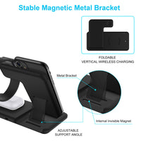 HKM-145235 4-in-1 Wireless Fast Charger for iPhone, Apple Watch, and AirPods - Dual Coils, ABS Material, Black & White