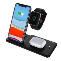 HKM-145235 4-in-1 Wireless Fast Charger for iPhone, Apple Watch, and AirPods - Dual Coils, ABS Material, Black & White