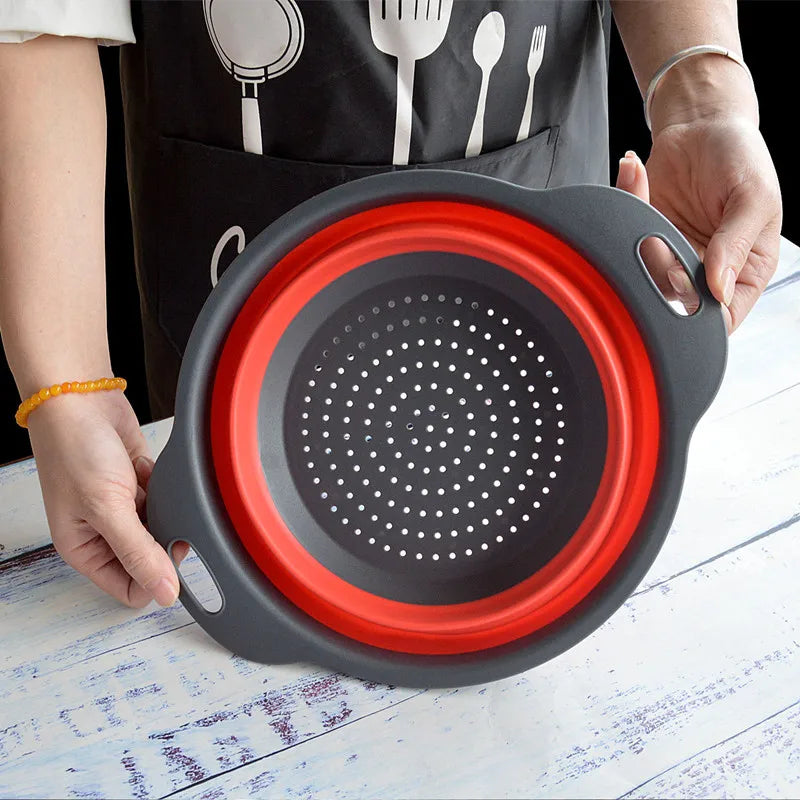 HKM-145235 Collapsible TPR Folding Drain Basket for Fruit and Vegetable Washing and Kitchen Storage