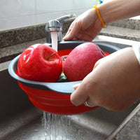 HKM-145235 Collapsible TPR Folding Drain Basket for Fruit and Vegetable Washing and Kitchen Storage