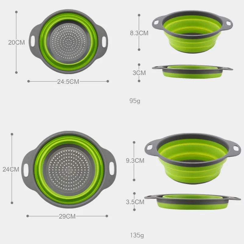 HKM-145235 Collapsible TPR Folding Drain Basket for Fruit and Vegetable Washing and Kitchen Storage