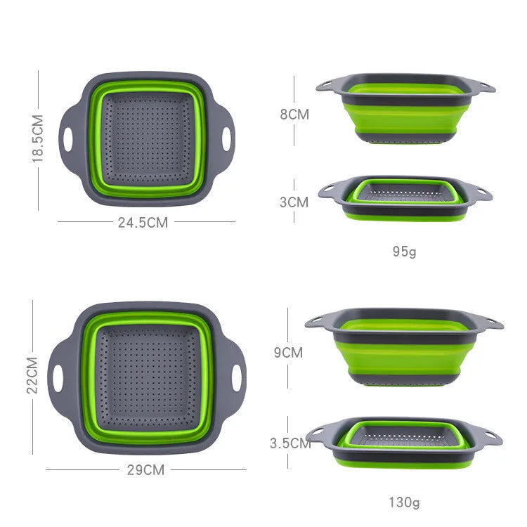 HKM-145235 Collapsible TPR Folding Drain Basket for Fruit and Vegetable Washing and Kitchen Storage
