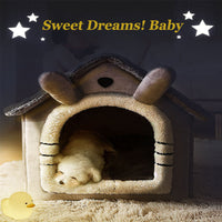 HKM-1452605 Cozy Coral Fleece Dog and Cat Bed ¨C Universal Four Seasons Pet House