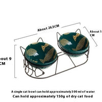 HKM-1452733 Ceramic Cat Bowl Set with Adjustable Tilt and Cat Ear Design - 300ml Capacity, Suitable for Cats