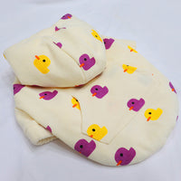 HKM-1453117 Cozy Velvet Padded Hooded Sweater for Dogs - Warm Cotton in Purple or Green Duck Designs
