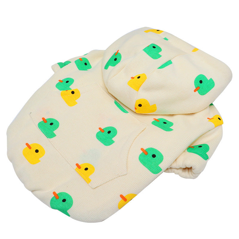 HKM-1453117 Cozy Velvet Padded Hooded Sweater for Dogs - Warm Cotton in Purple or Green Duck Designs