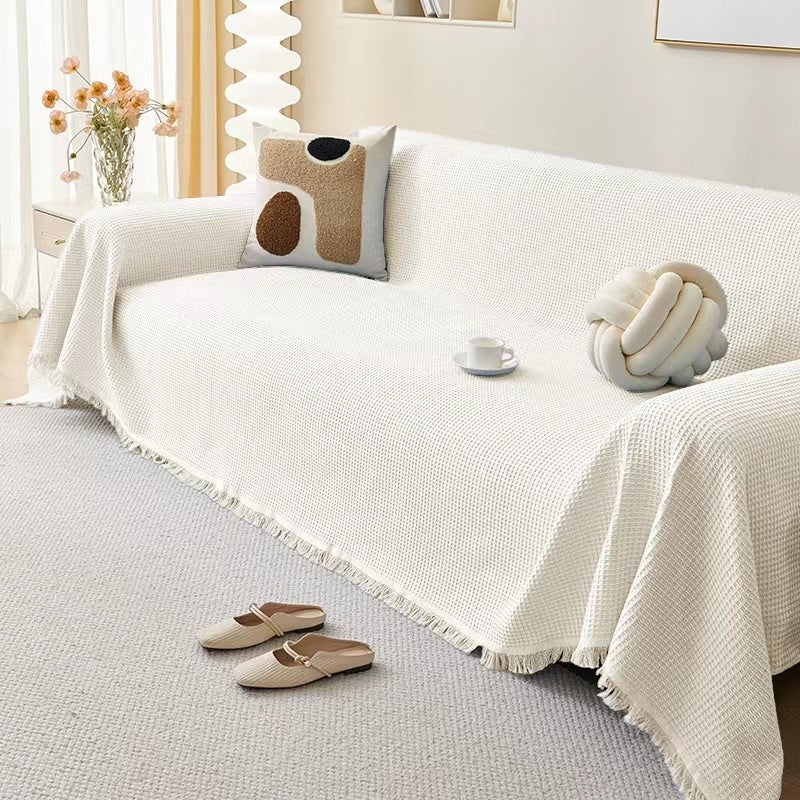 HKM-145427 Teddy Plush Waterproof All-Season Sofa Cover - Non-Slip, Anti-Scratch, Dustproof