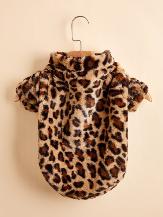 HKM-1456701 Warm Leopard Print Dog Jacket for Small to XXL Sizes