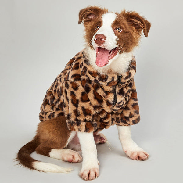 HKM-1456701 Warm Leopard Print Dog Jacket for Small to XXL Sizes