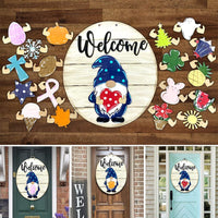 HKM-145811 3D Stereo Wooden Welcome Doorplate with Decorative Characters for Various Occasions