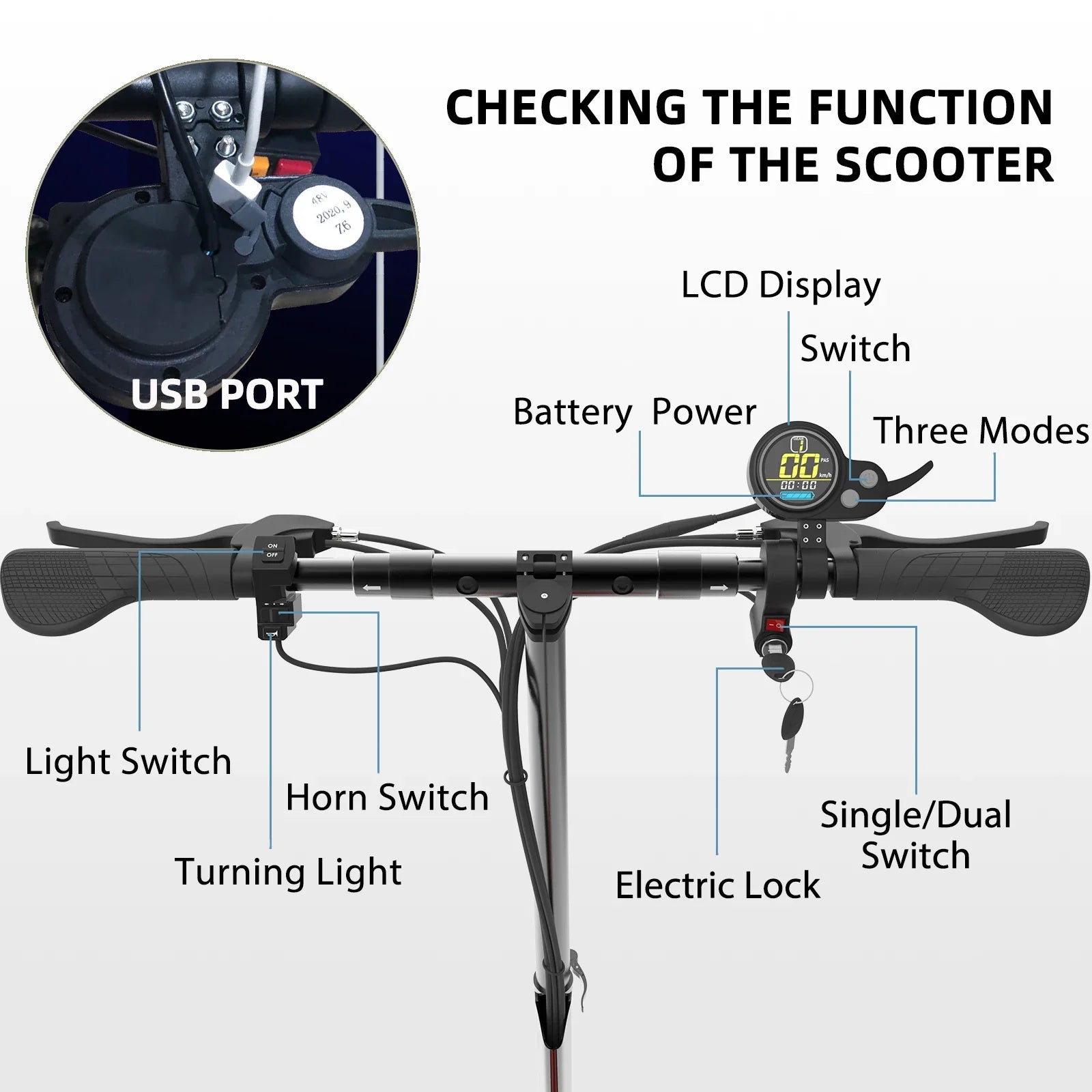 HKM-145875 Dual Motor Electric Scooter with 10-Inch Tires, 65km/h Speed, 75km Range, Foldable Design, Adjustable Seat