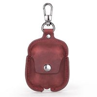 HKM-145875 Leather AirPods Cover with Keychain Attachment, Compatible with iPhone Models, Includes Charging Hole