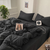 HKM-146003 Cotton Four-Piece Bed Sheet and Duvet Cover Set Available in Multiple Sizes