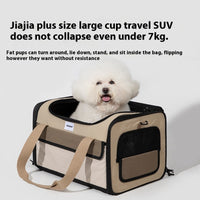 HKM-1460541 Portable One-shoulder Pet Air Tote Bag in Chestnut Brown – Available in Large and Small Sizes