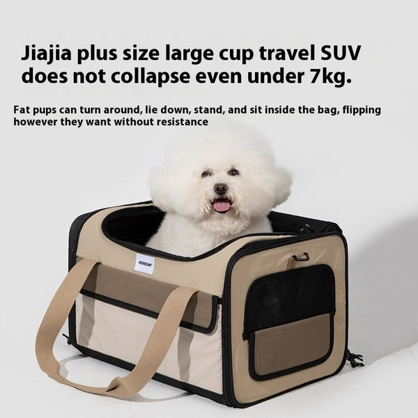 HKM-1460541 Portable One-shoulder Pet Air Tote Bag in Chestnut Brown – Available in Large and Small Sizes