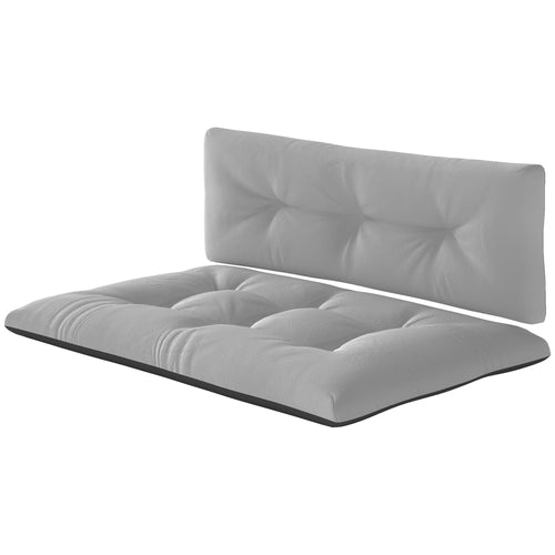 HKM-146067 Outdoor 2-Seater Pallet Cushion Set - Light Gray, Tufted Design with Water-Resistant Polyester Filling