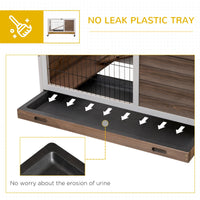 HKM-1461949 Indoor Rabbit Cage on Wheels with Pull-Out Tray, Ramp, and Lockable Door - Ideal for Small Animals, Brown, 35.5" x 21" x 23"