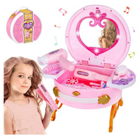 HKM-146195 Portable Princess Vanity Makeup Suitcase for Girls - Mini Dressing Table Playset
