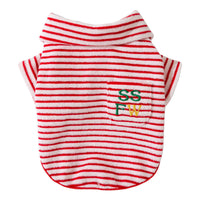 HKM-1462845 Striped Terry Pet Top for Small to Medium Dogs and Cats, Soft and Cozy Fleece Clothing for Fall and Winter
