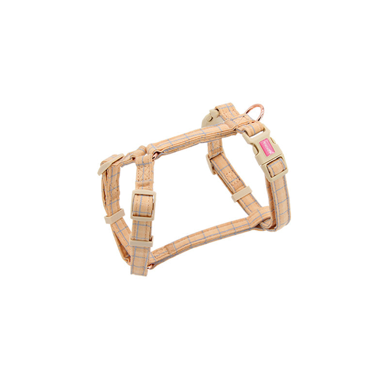 HKM-1463869 Pet Chest Harness and Leash with Lattice Design - Available in Plaid Orange and Matcha Green