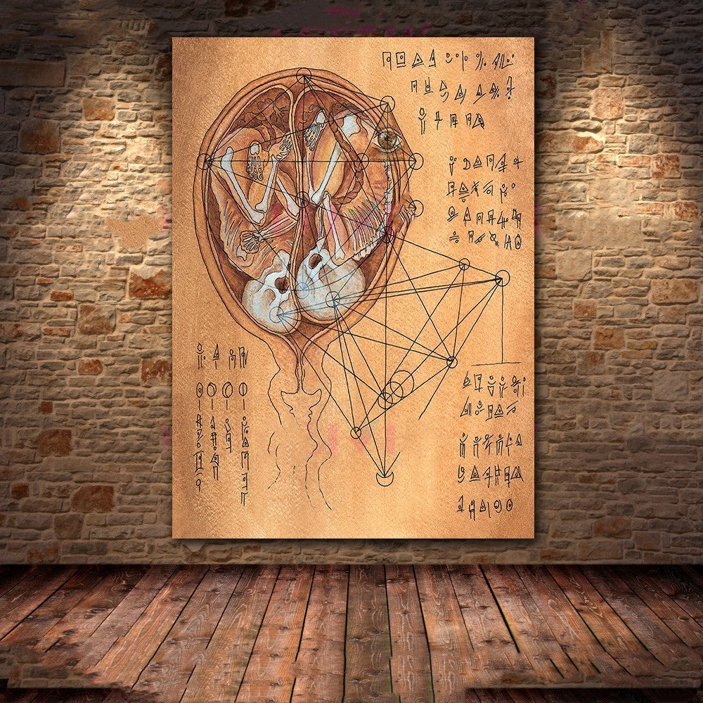 HKM-146515 Dark Demon and Holy Geometric Canvas Wall Art for Modern Living Spaces