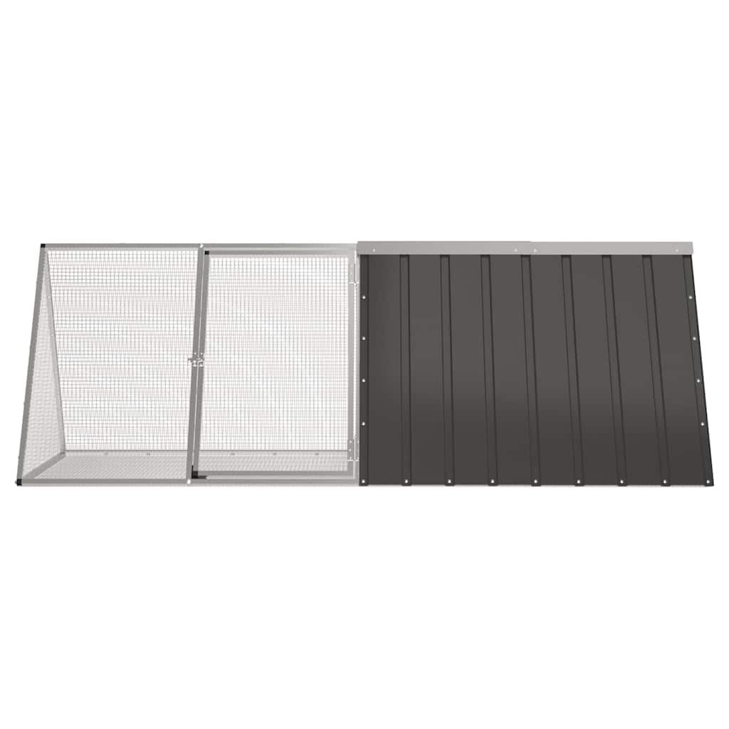 HKM-1465661 Anthracite Galvanized Steel Rabbit Cage 201.5x80 cm with Safety Features