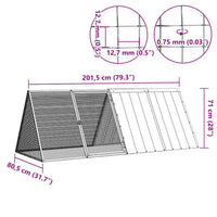 HKM-1465661 Anthracite Galvanized Steel Rabbit Cage 201.5x80 cm with Safety Features