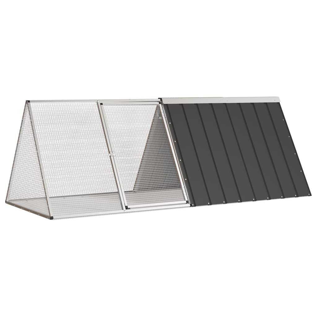 HKM-1465661 Anthracite Galvanized Steel Rabbit Cage 201.5x80 cm with Safety Features