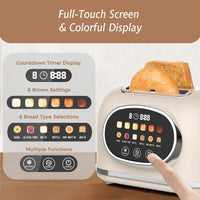 HKM-146579 Retro 2-Slice Stainless Steel Toaster with Smart Touch Control and Colourful Display
