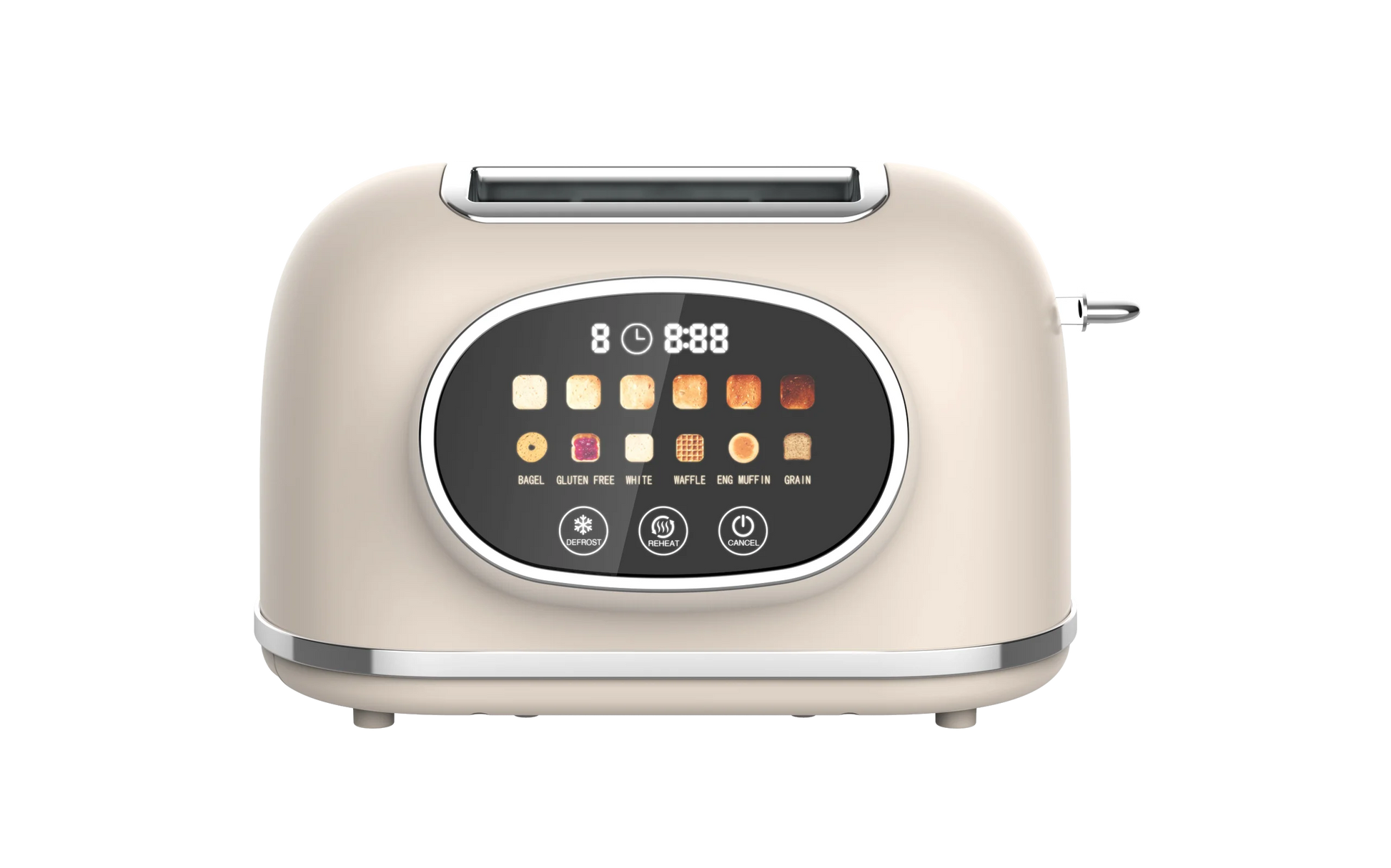 HKM-146579 Retro 2-Slice Stainless Steel Toaster with Smart Touch Control and Colourful Display