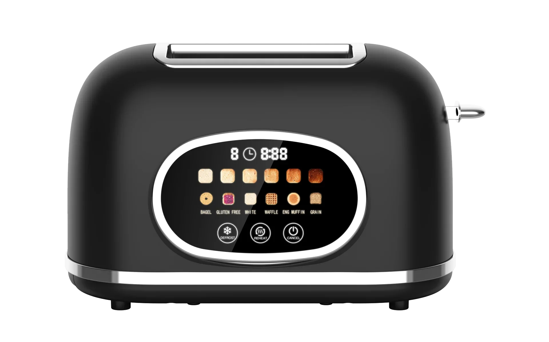HKM-146579 Retro 2-Slice Stainless Steel Toaster with Smart Touch Control and Colourful Display