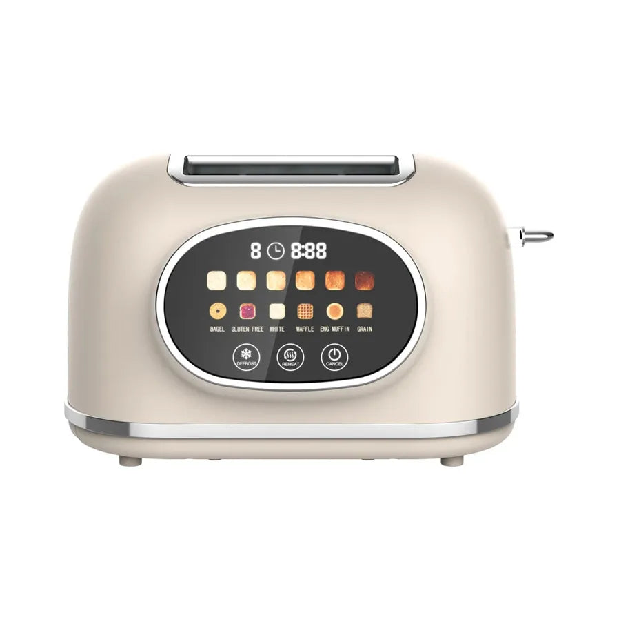 HKM-146579 Retro 2-Slice Stainless Steel Toaster with Smart Touch Control and Colourful Display