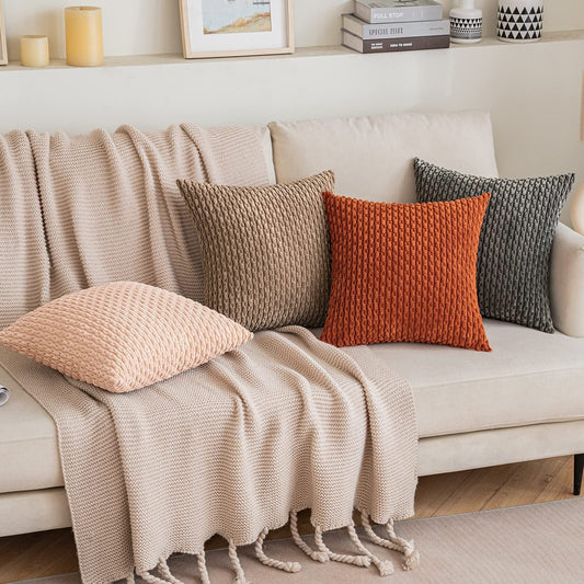 HKM-146579 Solid Color Modern Nordic Pillow Cover with Tassel Design - Multiple Sizes and Colors Available